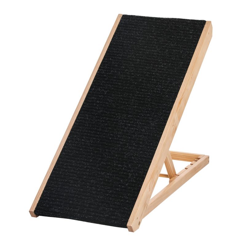 PawHut Elevated Pet Ramp for Dogs and Cats, Foldable and Height Adjustable with Non-slip Finish, Pine 35.5"L x 16"W x 24"H, Black, 4 of 9