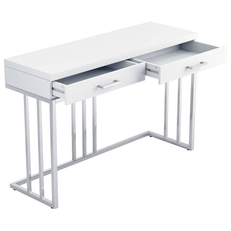 Dalya 2 Drawer Console Sofa Table White High Gloss/Chrome - Coaster, 4 of 10