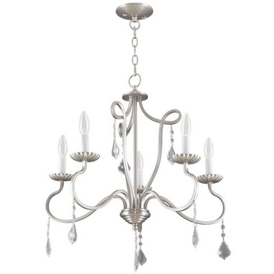Elegant 5-Light Brushed Nickel Chandelier with Crystal Accents