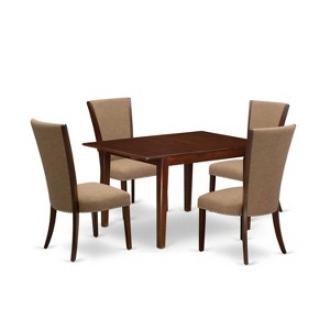 5-Piece Mahogany Finish Solid Wood Top - Dining Room Set - Seats 4 - 1 of 4