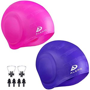 DSANE 2 Pack Kids Swim Caps for Boys Girls, Durable Silicone Swimming Cap with 3D Ear Pockets for Age 3-15 Toddler Child Youth Teen Unisex - 1 of 1