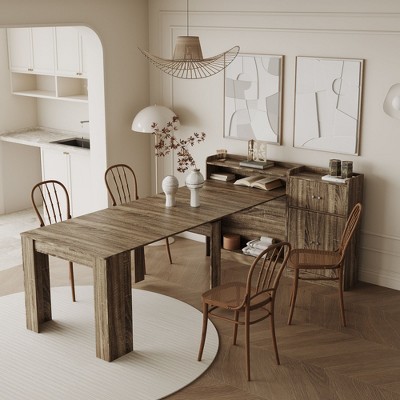NicBex 98.43" Modern Multifunctional Extendable Dining Table with Storage for Kitchen