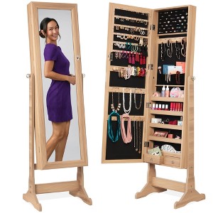 Best Choice Products Jewelry Armoire Cabinet, Full Length Mirror w/ Velvet Storage Interior, Lock - 1 of 4