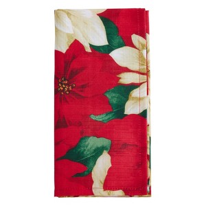 Saro Lifestyle Poinsettia Design Table Napkins (Set of 12), 20", Multicolored - 1 of 4