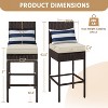 Yaheetech Set of 2 Outdoor PE Rattan Bar Stools, Brown/ Beige - 3 of 4