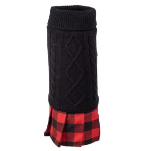 The Worthy Dog Plaid Layered-Look Two-fer Pet Pullover Turtleneck Sweater Dress - 1 of 1
