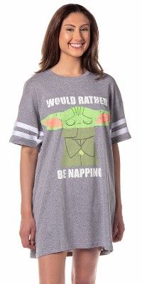 Star Wars Women's The Mandalorian Baby Yoda Grogu Nightgown Pajama Shirt Grey