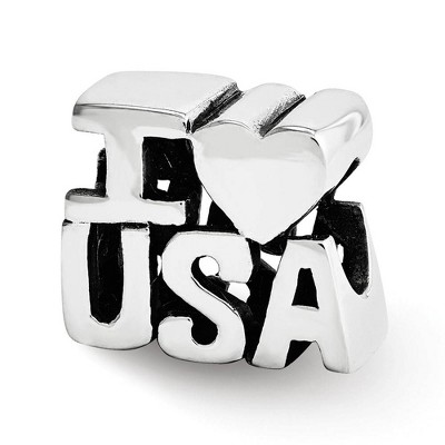 Black Bow Jewelry Sterling Silver I Heart USA Bead Charm