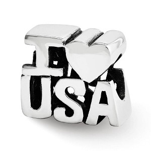 Black Bow Jewelry Sterling Silver I Heart USA Bead Charm - 1 of 2