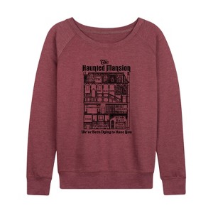 Women's - Disney - Haunted Mansion Parks Attraction Lightweight French Terry Wide Neck Long Sleeve Shirt - 1 of 4