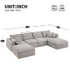 142'' U-Shaped Modular Sectional Sofa, Luxury Fully Compressed Couch with Ottomans & Cloud-Like Cushions - ModernLuxe - 3 of 4