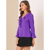 INSPIRE CHIC Women's Office Work Ruffle V Neck Long Sleeve Chiffon Peasant Blouse - 4 of 4
