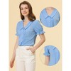 Allegra K Women's V Neck Pleated Short Sleeve V Neck Button Down Shirts - 2 of 4
