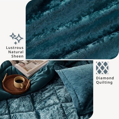 Intelligent Design 4pc Full/Queen Alyssa Velvet Quilted Diamond Ultra Soft Comforter Set Teal: Luxury Glam Bedding, Hypoallergenic, OEKO-TEX Certified — фото 7