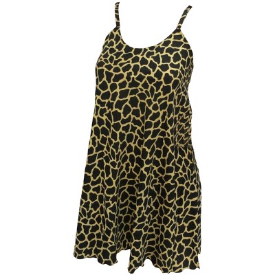 LA LEELA Women's Vacay Holiday Summer Beachwear Sleeveless Casual Honeymoon Lounge Beach Dress Slip Chemise 2-4 Leopard Brown_AC5