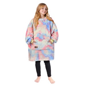 Tirrinia Girls Boys Blanket Hoodie Sweatshirt, Oversized Fleece Pullover, Hooded Fleece Lined Blanket, Christmas Gift for Kids Teens, Youth - 1 of 4