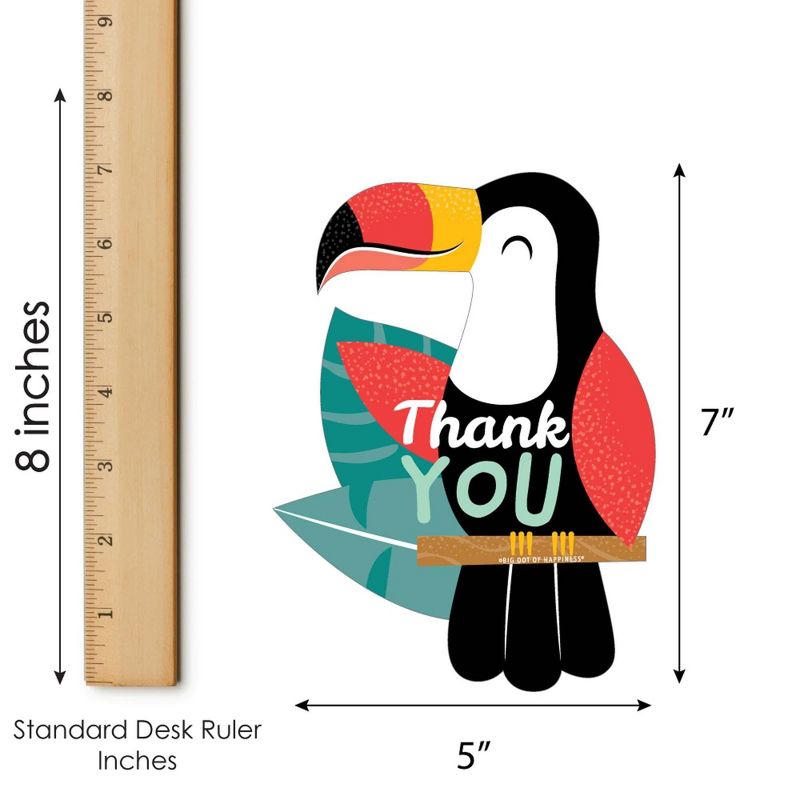 Big Dot of Happiness Calling All Toucans - Shaped Thank You Cards - Tropical Baby Shower or Birthday Party Thank You Cards with Envelopes - Set of 12, 5 of 7