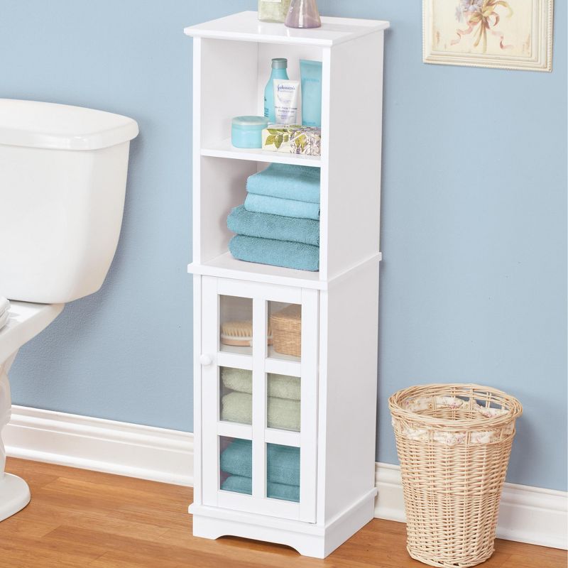 Collections Etc White Wooden Freestanding Storage Cabinet with Shelves 11.75 X 10.5 X 39.25, 3 of 4