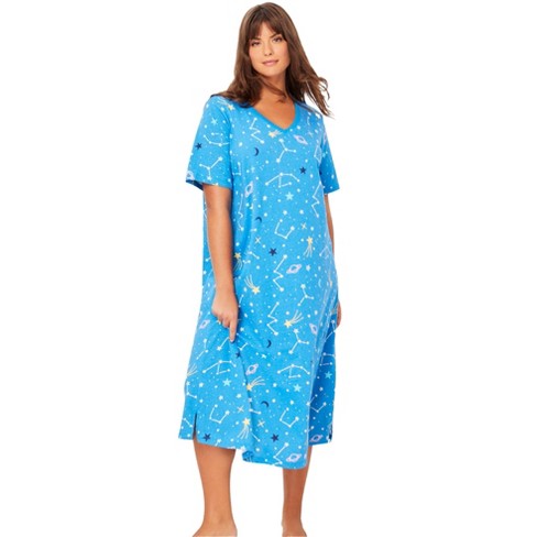 Dreams & Co. Women's Plus Size Long Print Sleepshirt - 1x/2x, Pool Blue ...