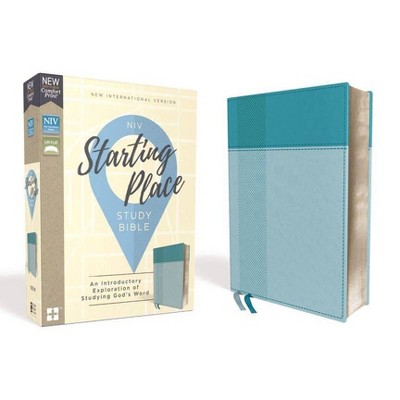 Niv, Starting Place Study Bible, Leathersoft, Blue, Comfort Print - by  Zondervan (Leather Bound)