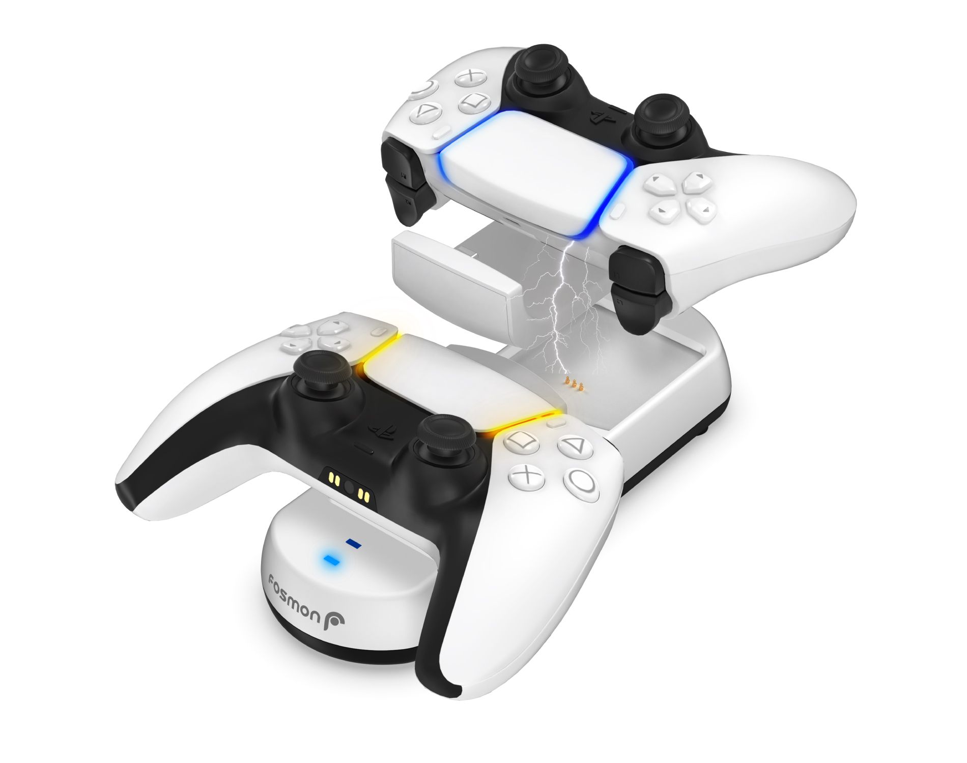 Fosmon For PS5 Charging Dock, PS5 Controller Charger, Charging Station Dock, Controller Charger Station W/ LED for PlayStation 5 Controllers, White