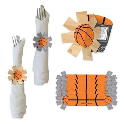 Big Dot of Happiness Nothin’ But Net - Basketball - Baby Shower or Birthday Party Paper Napkin Holder - Napkin Rings - Set of 24