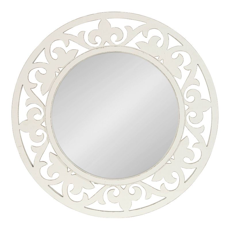 32&#34; x 32&#34; Shovali Rustic Round Mirror White - Kate &#38; Laurel All Things Decor, 3 of 11
