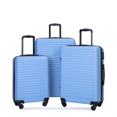 BEAFUP 3 Piece Luggage Sets ABS Lightweight Suitcase with Two Hooks, Spinner Wheels, TSA Lock, (20/24/28)