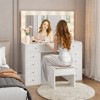 Vanity Desk with Mirror and LED Lights, White Makeup Vanity with 11 Drawers and a Power Strip, 3 Color Modes & Adjustable Brightness Dressing Table - 4 of 4