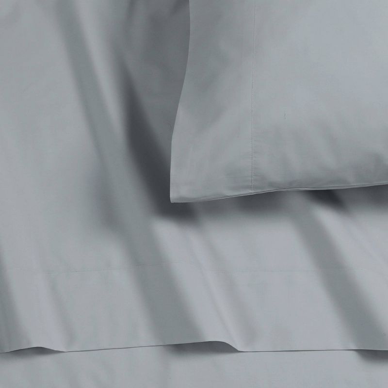 Tribeca Living Twin 300 Thread Count Cotton Percale Extra Deep Pocket Sheet Set Soft Gray, 1 of 4