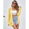 Women Crochet Lightweight Summer Cardigans Cover Up Open Front Long Sleeve - 3 of 4