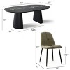 Extendable Dining Table Set for 6, Black Oval Pedestal Table with Upholstered Metal Leg Chairs for Kitchen or Dining Room-Tanpinhause - 3 of 4