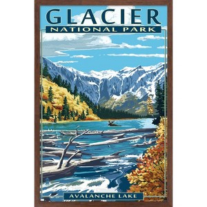 Trends International Lantern Press - Glacier National Park, Avalanche Lake Framed Wall Poster Prints - 1 of 4
