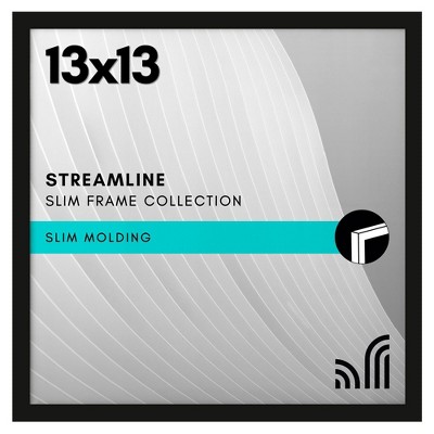 Americanflat 13x13 Picture Frame with Polished Plexiglass - Streamline Collection - Thin Square Picture Frame for Wall Display - Black