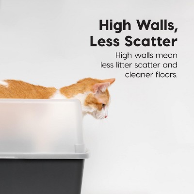 Navy High-Sided Open-Top Cat Litter Box with Scoop