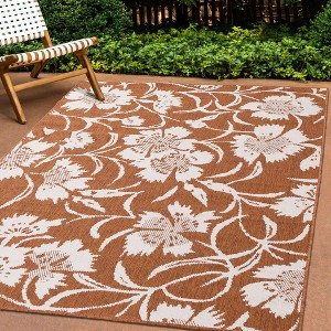 Rug Branch Contemporary Botanical Orange Indoor Outdoor Area Rug - 1 of 4