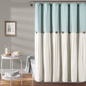 Lush Décor Linen Button Shower Curtain Single - 1 of 4