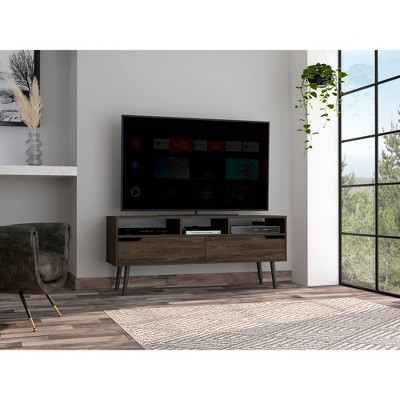 Chic Crate - New Haven 65" Mid-Century Media Console w/ 3-Tier Storage & Soft-Close Drawers - Solid Walnut TV Stand for Living Room/Study
