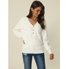 Seta T Women's Long Sleeve V Neck Button Front Solid Ribbed Knit Pullover Sweaters - 2 of 4