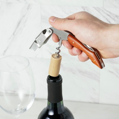 Stainless Steel and Wood Sommelier Waiter's Corkscrew