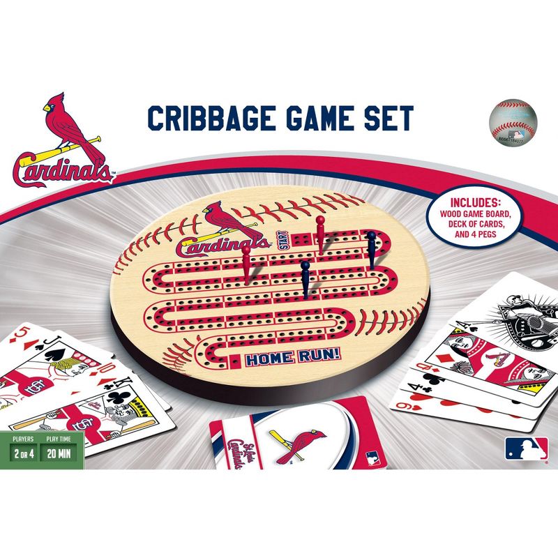 MasterPieces Officially Licensed  MLB St. Louis Cardinals Wooden Cribbage Game for Adults, 1 of 7