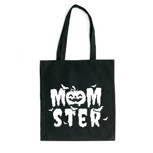 City Creek Prints Momster Pumpkin Canvas Tote Bag - 15x16 - Black - 1 of 2