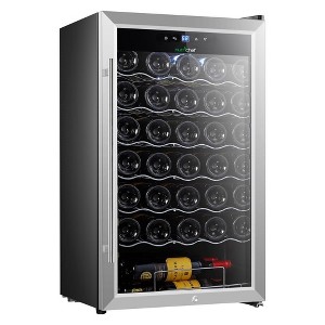 NutriChef 34 Bottle Compressor Wine Cooler Refrigerator Cooling System | Large Freestanding Wine Cellar Fridge For Red And White Champagne - 1 of 4