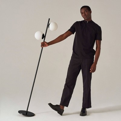 Brightech Sphere Kids 65" Black LED Floor Lamp with Frosted Globes