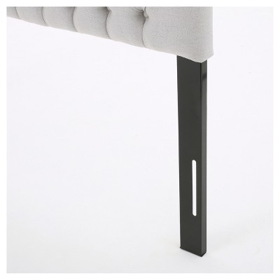 Light Grey Tufted Upholstered Full Headboard with Birch Frame