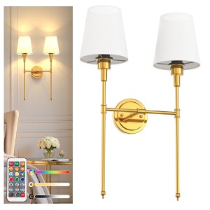 DORESshop 16 in. 2-Light Gold Indoor Wall Sconce, Dimmable Wall Light for Bedroom and Living Room - 1 of 4