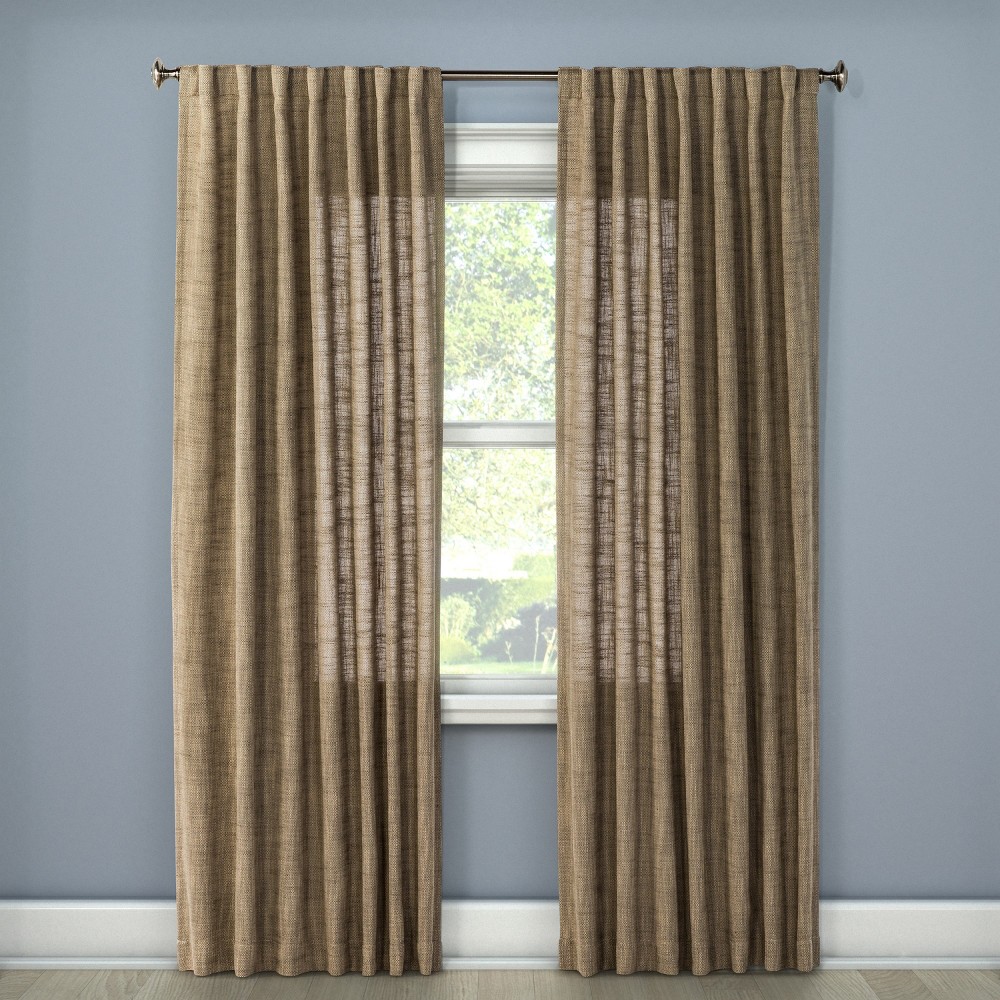 108x54 Textured Weave Back Tab Window Curtain Panel Tan - Threshold was $34.99 now $17.49 (50.0% off)