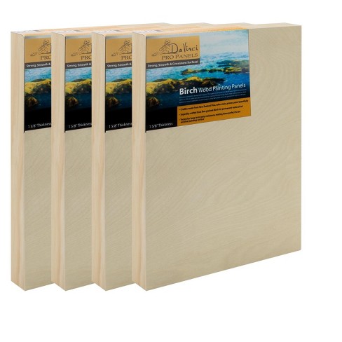 Bright Creations 4 Pack Unfinished Wood Canvas Boards for Painting