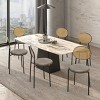 LeisureMod Euston Modern Dining Chair – Wicker Back & Velvet/Leather Seat, Perfect for Dining Rooms and Kitchens - 3 of 4