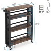 20" Slim Storage Cart – 4-Tier Narrow Rolling Kitchen Utility Cart with Wheels & Handle, Skinny Laundry Room Organizer, Slide Out Pantry Shelf - 3 of 4